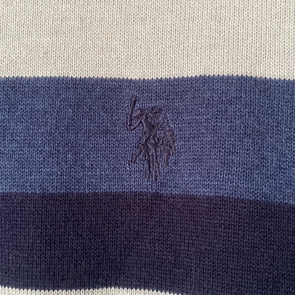 Coastal Chic Crewneck Sweater Men’s Stripe Knit Navy White Large Classic - Picture 3 of 11